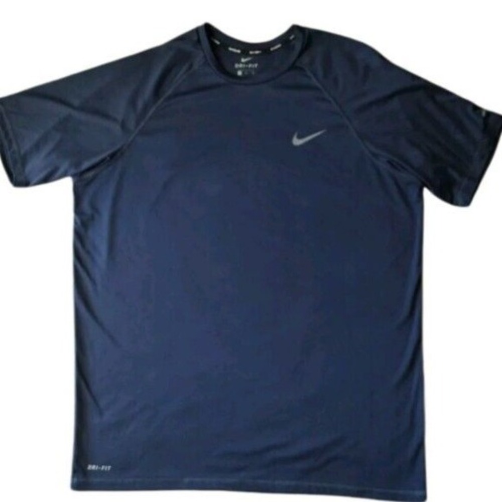 Nike Dri-Fit Swim T-Shirt Men's Large Navy Short Sleeve Beach Pool Crew‎ Neck